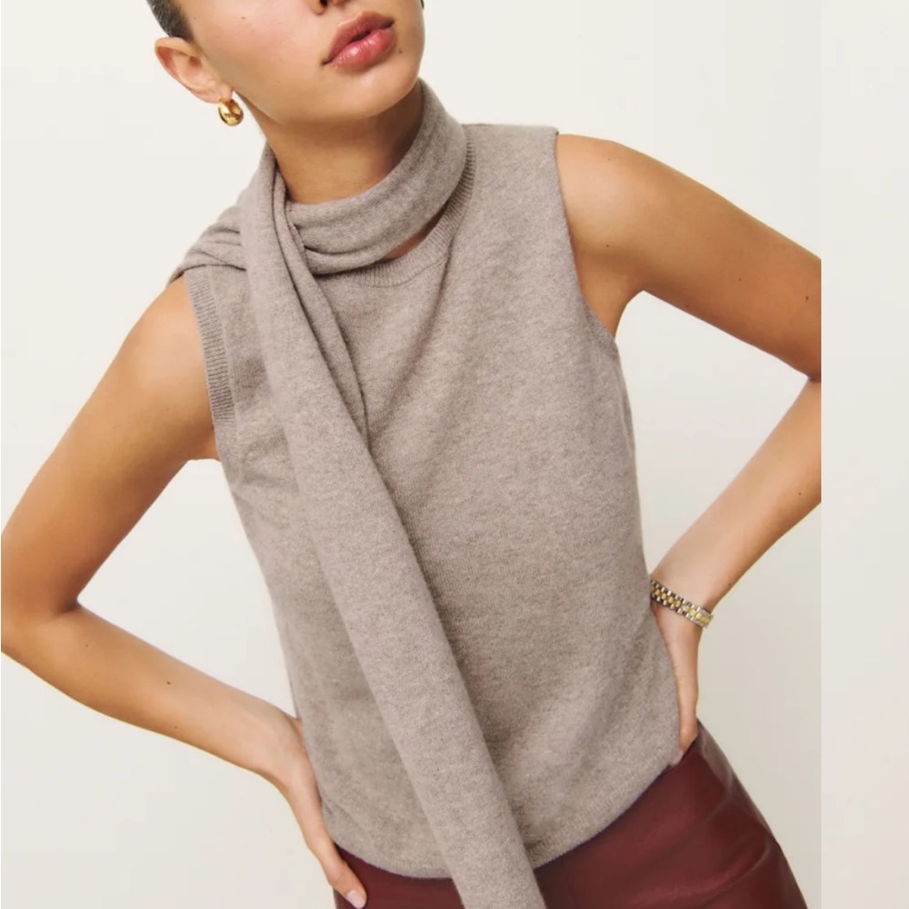 Reformation Brown Sleeveless Turtleneck Sweater